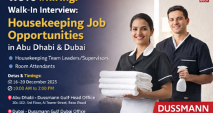 Dussmann Gulf Walk-In Interview in Abu Dhabi & Dubai – Housekeeping Jobs in UAE